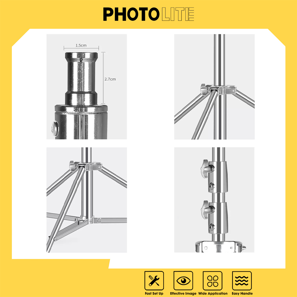 Chân đèn inox flash/led studio cao 2m8 chất lượng tốt