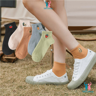 Tất vớ cổ ngắn thêu icon trái cây