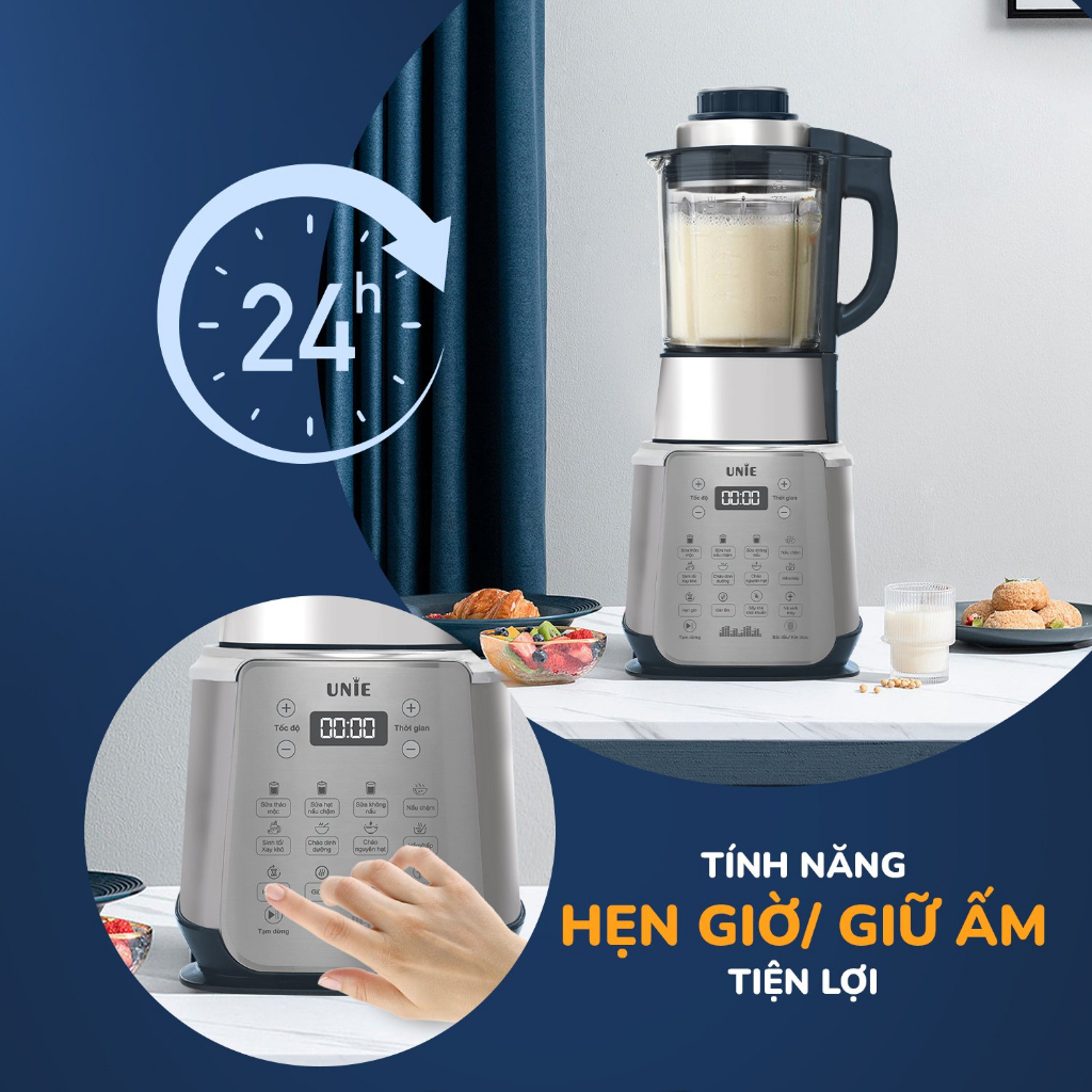 Máy làm sữa hạt UNIE V9S V8S chính hãng 84.000 vòng/ phút, gioăng chống trào tuyệt đối 5 lớp sản phẩm chính hãng