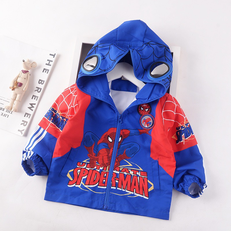 Áo gió bé trai, áo khoác gió siêu nhân có đèn và mũ có mắt kính hàng cao cấp cho bé Xu Xu Kids