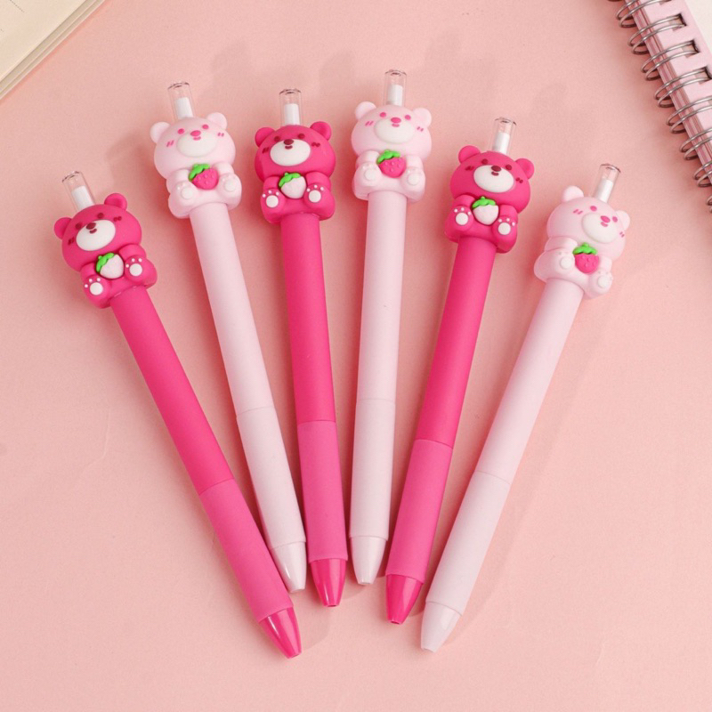 Bút chì kim bấm gấu dâu lotso dễ thương. Ngòi 0.5mm