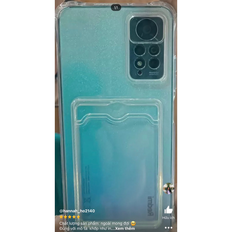 Ốp Lưng Xiaomi Redmi Note 11 Pro 4G 5G/ Note 12 Pro 4G Trong Chống Sốc Gù Bảo Vệ Camera Kèm Ngăn Đựng Thẻ Card, Hình Ảnh