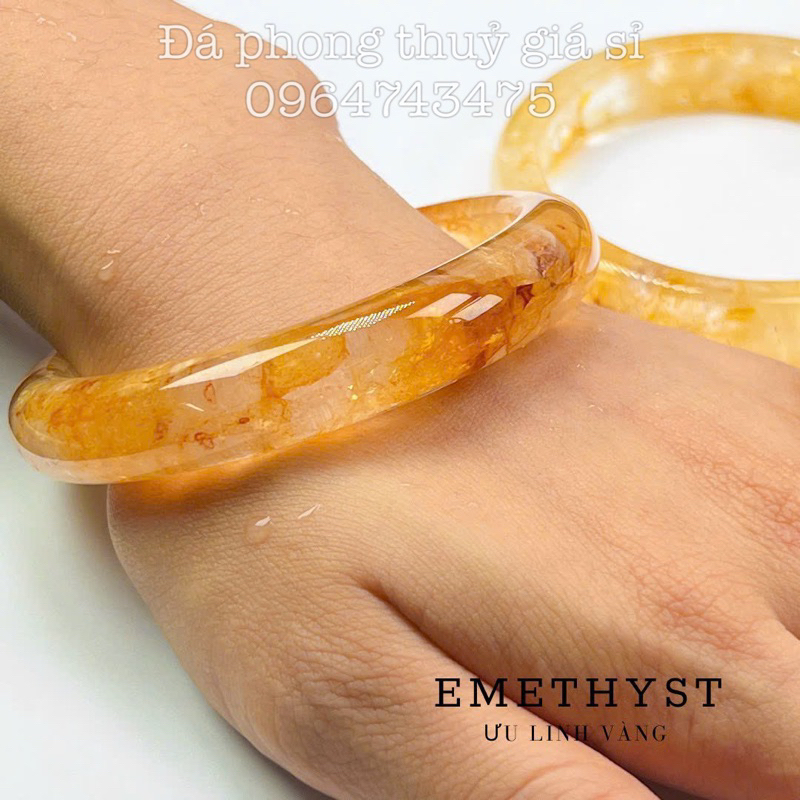 Vòng tay bản thach anh ưu linh vàng chất Vip siêu đẹp mịn