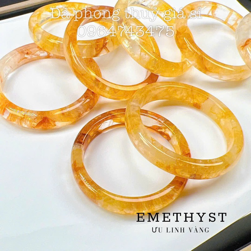 Vòng tay bản thach anh ưu linh vàng chất Vip siêu đẹp mịn