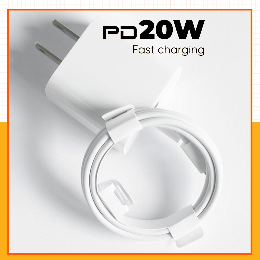 Bộ sạc nhanh PD 20W  cho 7 8 8plus X XsMax 15 11 11 ProMax 12 12 ProMax 13 13 ProMax 14 Plus ProMax