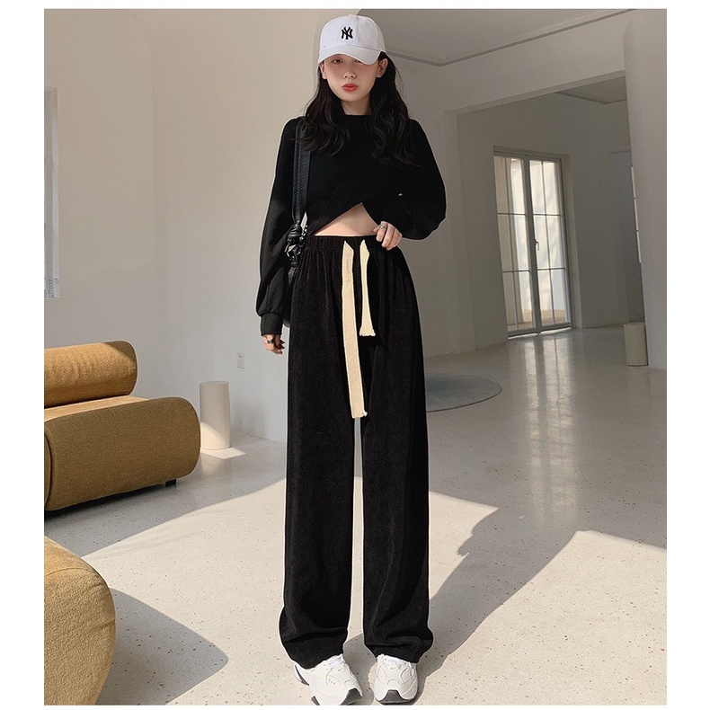 Quần ống Suông Rộng Nhung Tăm cao cấp, có Bigsize 105KG, hot trend thu đông năm nay