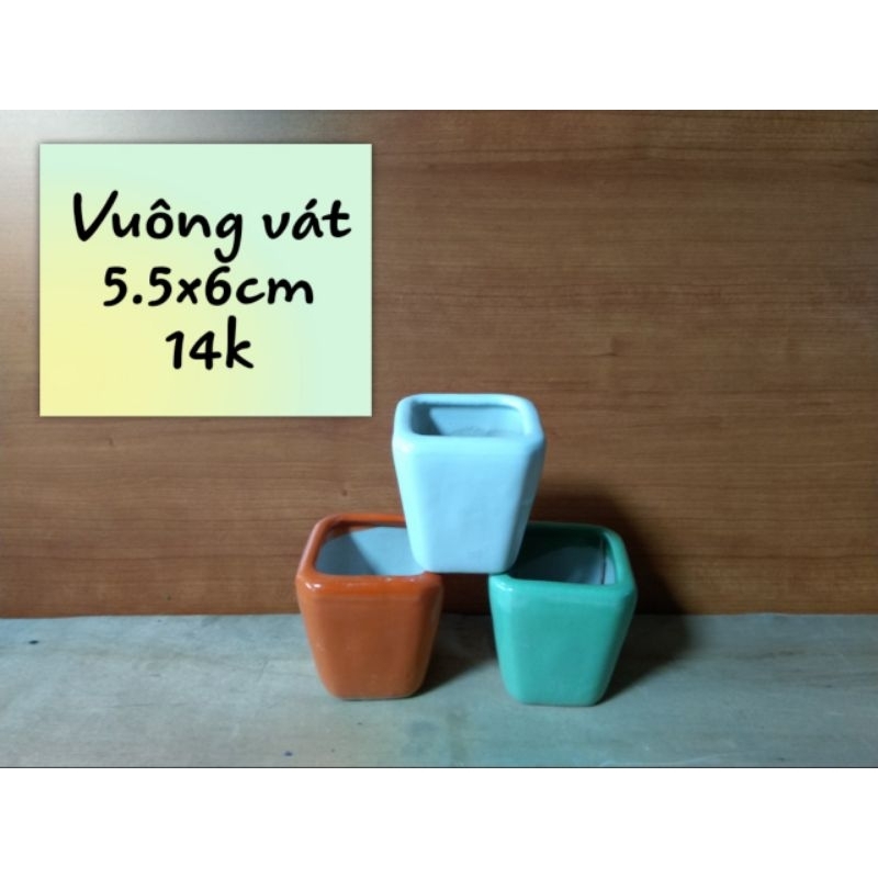 Chậu sứ rạn vuông trồng sen đá