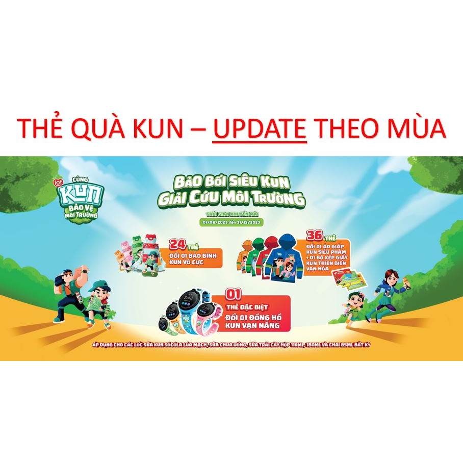 THẺ QUÀ KUN THẺ KUN ĐỔI QUÀ 100% UPDATE THEO MÙA SỮA KUN VUI TƯƠI