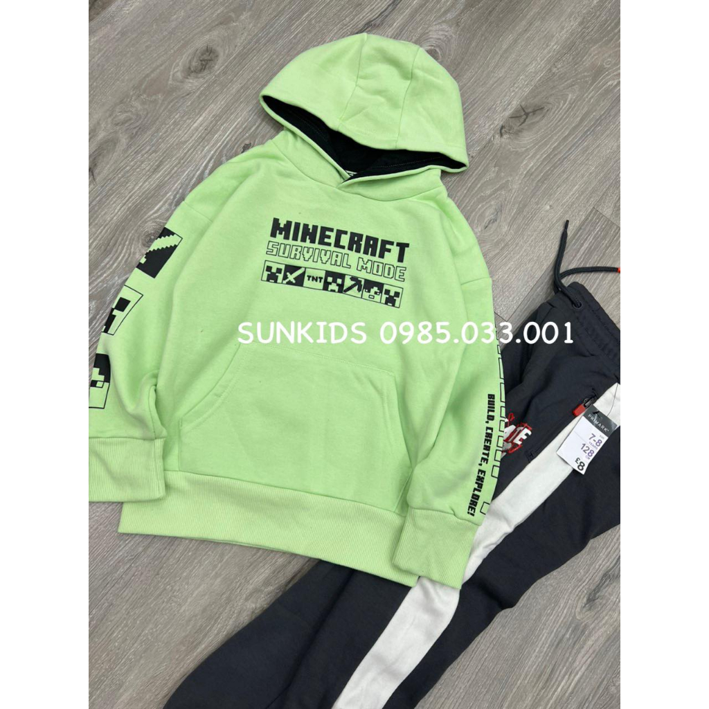 Bộ nỉ Pri.mark hoodie xanh Minecraft