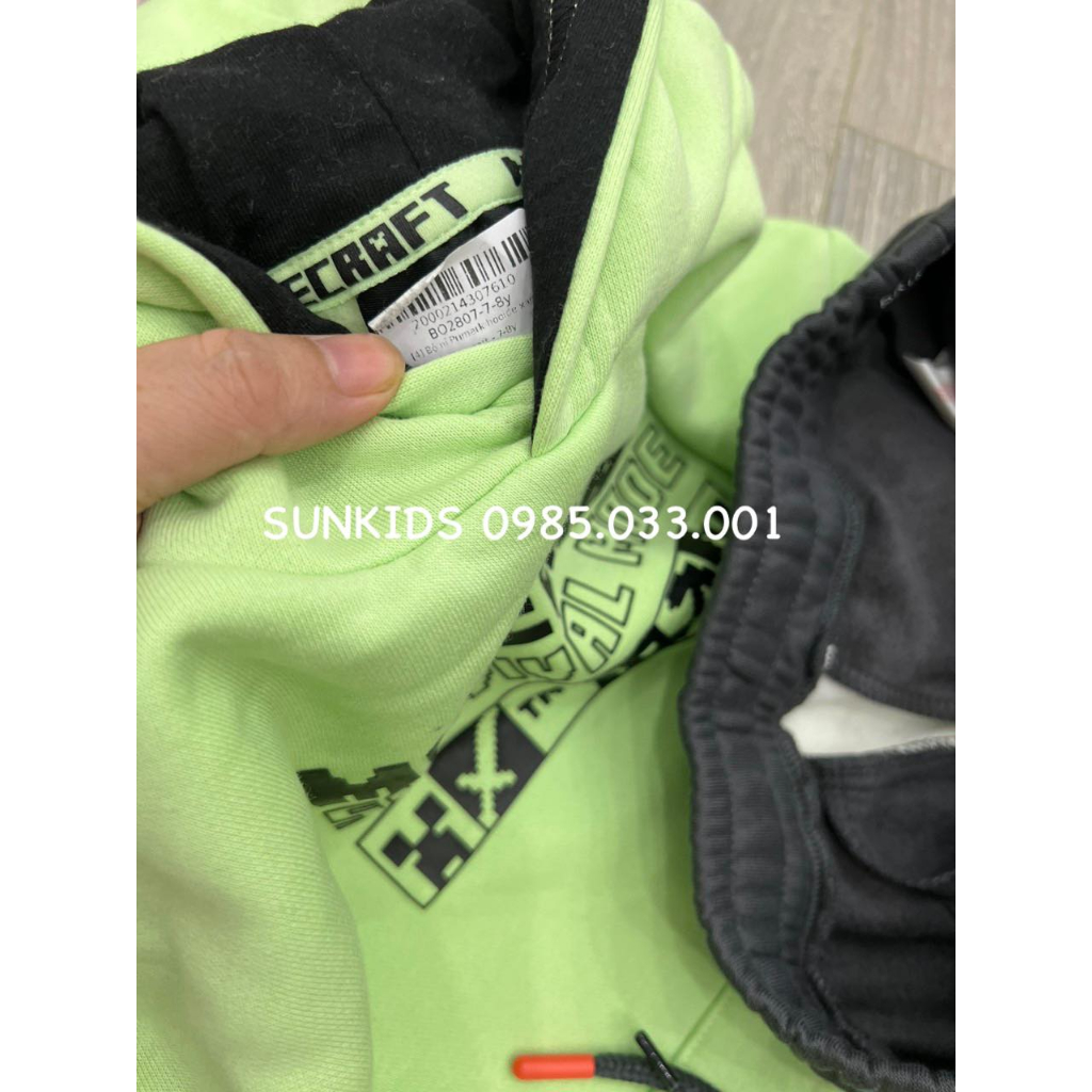 Bộ nỉ Pri.mark hoodie xanh Minecraft