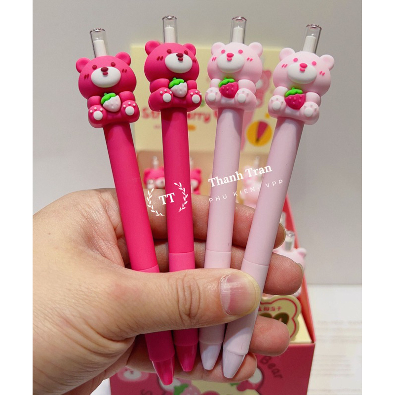 Bút chì kim bấm gấu dâu lotso dễ thương. Ngòi 0.5mm