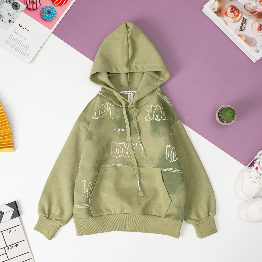 Áo nỉ hoodie có mũ LITIBABY cho bé trai bé gái size 17-33kg