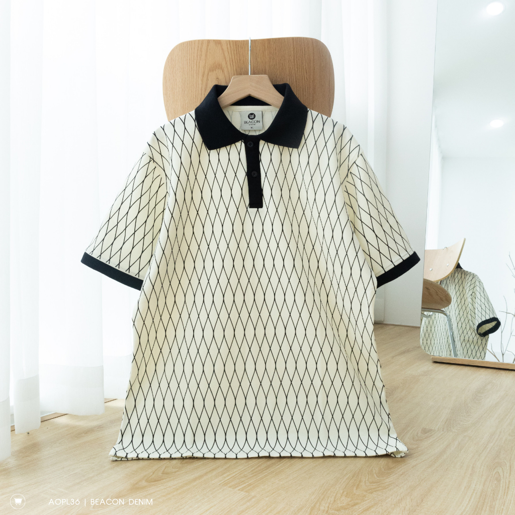 Áo Polo Nam Hoạ Tiết Chéo Form Regular Fit BEACON DENIM Mã AOPL36