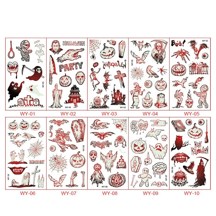 Hình xăm halloween ma quái phát sáng dành cho trẻ em