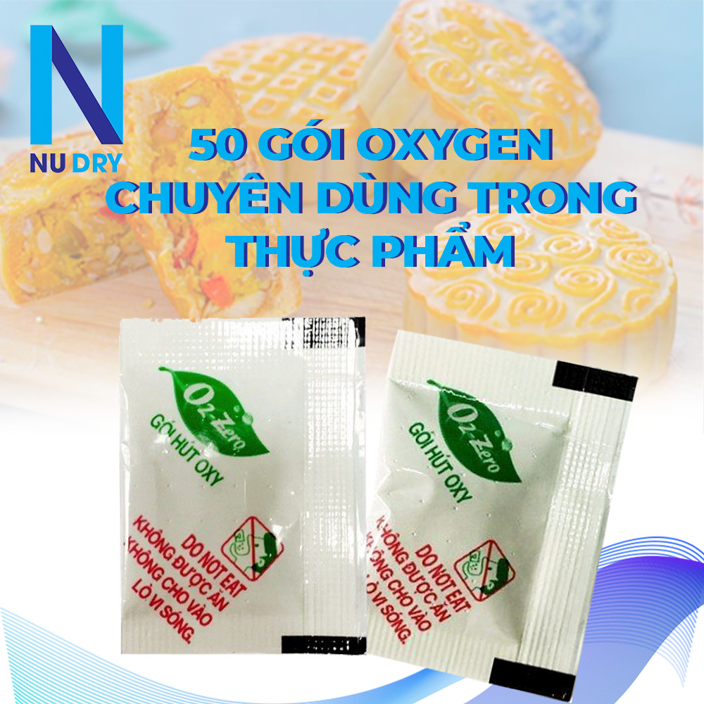 COMBO 50 Gói hút ẩm cho Thực phẩm dùng cho Bánh Trung Thu,các loại bánh, cá khô, chống ôi thiu túi hút khí oxy 30cc