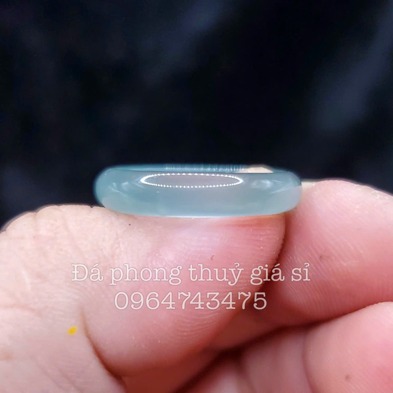 Nhẫn đá Lam ngọc chất lên băng và trong siêu Vip không xử lý hàng loại type A siêu đẹp mịn kèm hộp gấm cao cấp