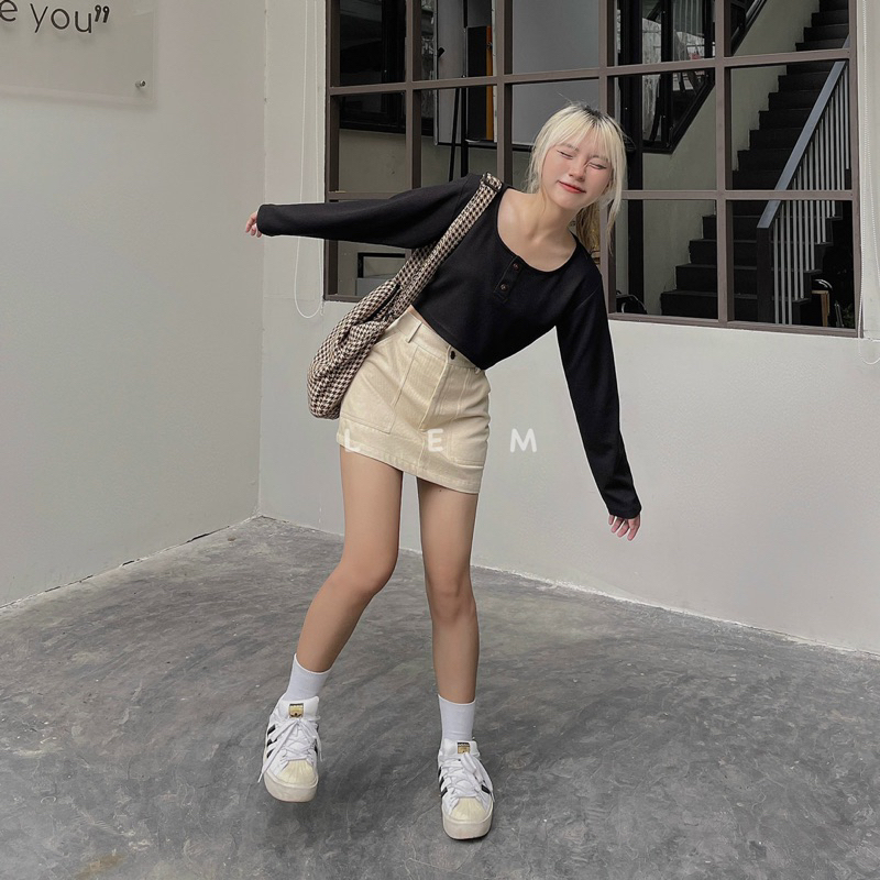 CHÂN VÁY KAKI NGẮN LEM