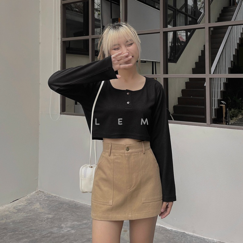 CHÂN VÁY KAKI NGẮN LEM