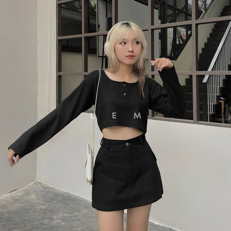 CHÂN VÁY KAKI NGẮN LEM