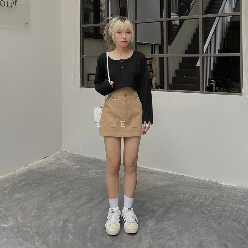 CHÂN VÁY KAKI NGẮN LEM