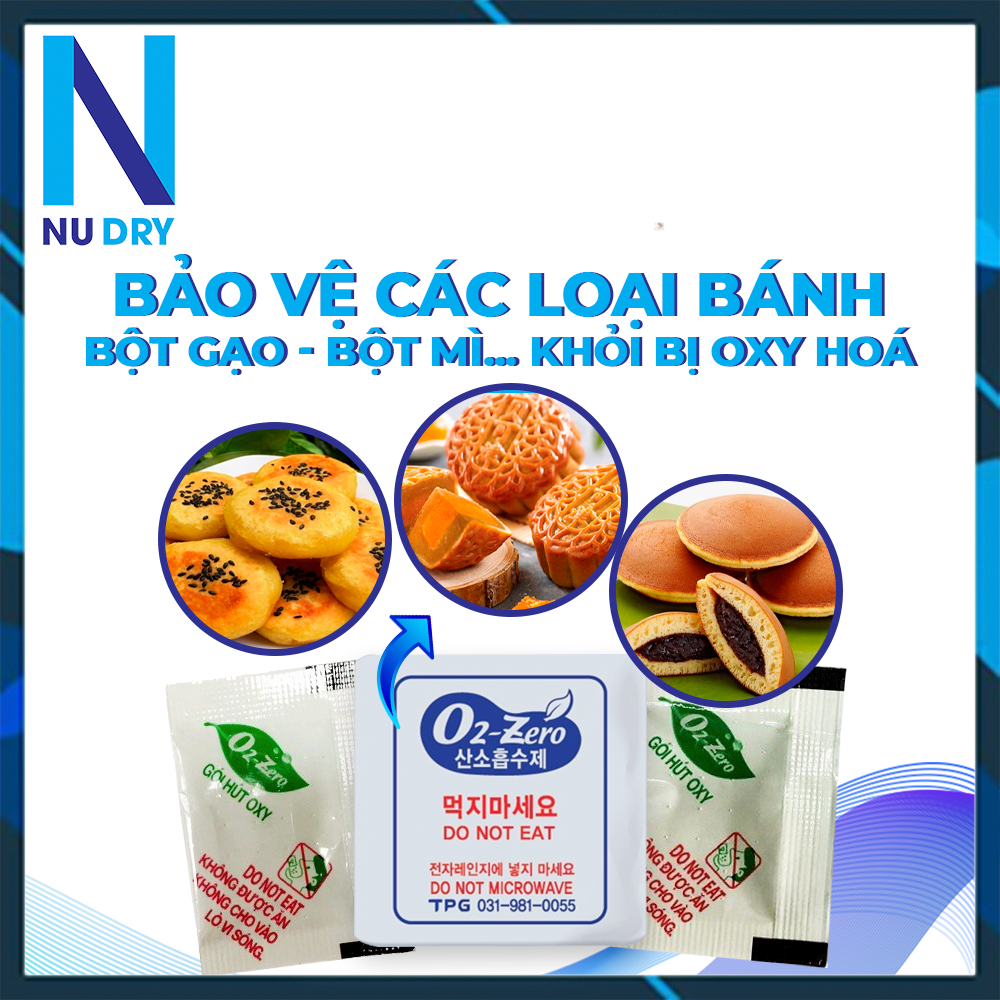 COMBO 50 Gói hút ẩm cho Thực phẩm dùng cho Bánh Trung Thu,các loại bánh, cá khô, chống ôi thiu túi hút khí oxy 30cc
