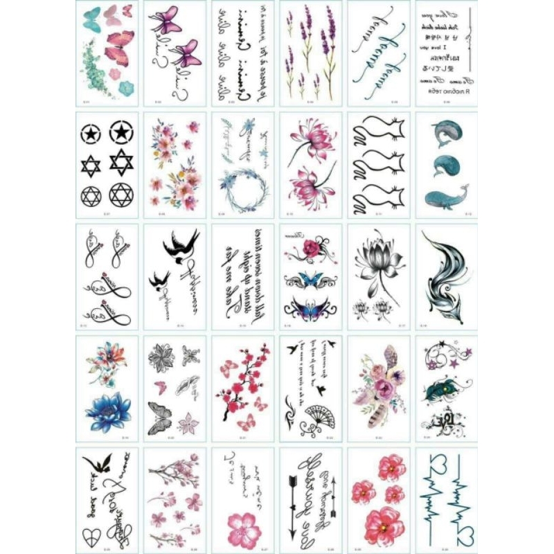 Hình Xăm Tạm Thời Chống Thấm Nước 1 Set 30 Tấm Hình Khác Nhau