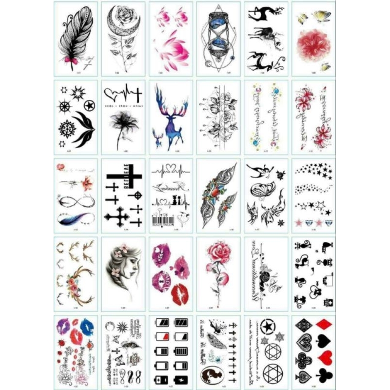 Hình Xăm Tạm Thời Chống Thấm Nước 1 Set 30 Tấm Hình Khác Nhau