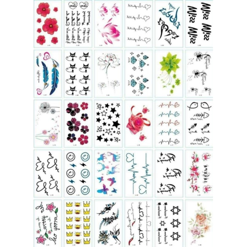 Hình Xăm Tạm Thời Chống Thấm Nước 1 Set 30 Tấm Hình Khác Nhau