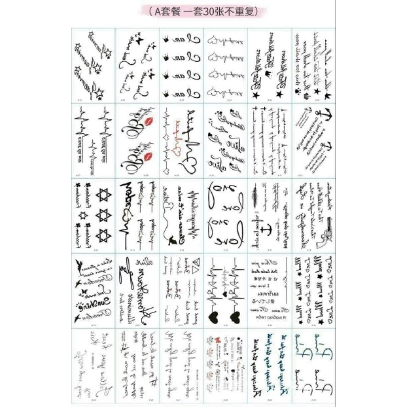 Hình Xăm Tạm Thời Chống Thấm Nước 1 Set 30 Tấm Hình Khác Nhau