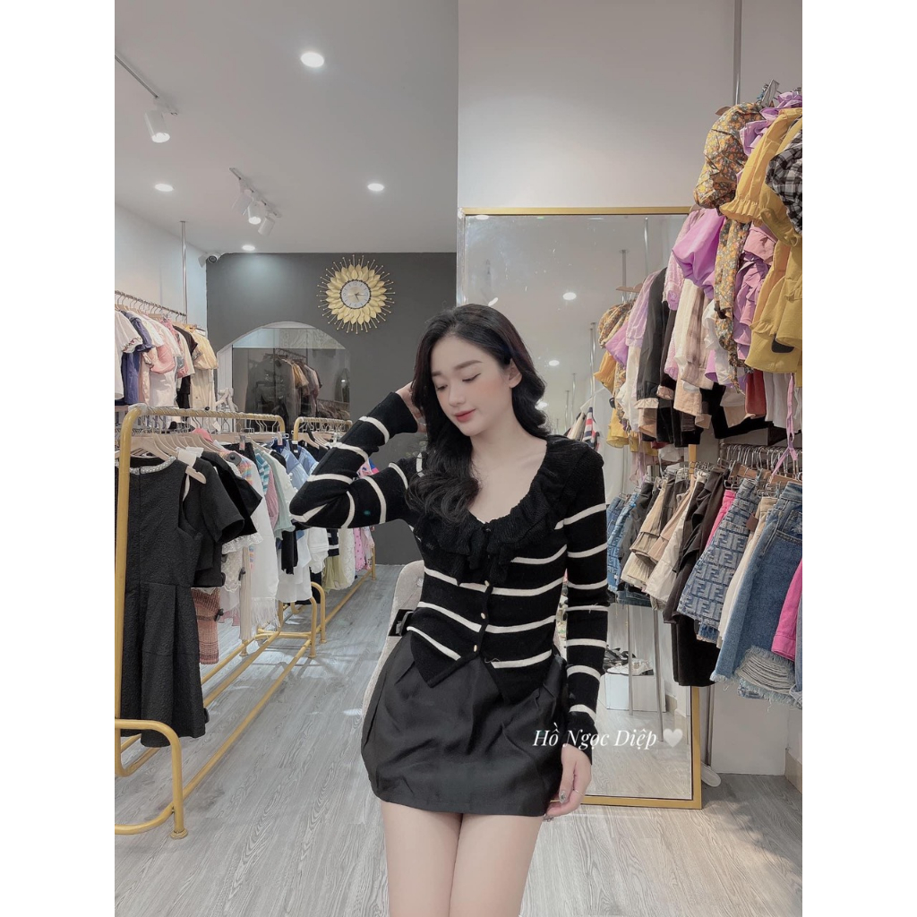 Áo len phối bèo cổ 4 màu hàng QC chất liệu đẹp,mềm mịn, xinh và sang