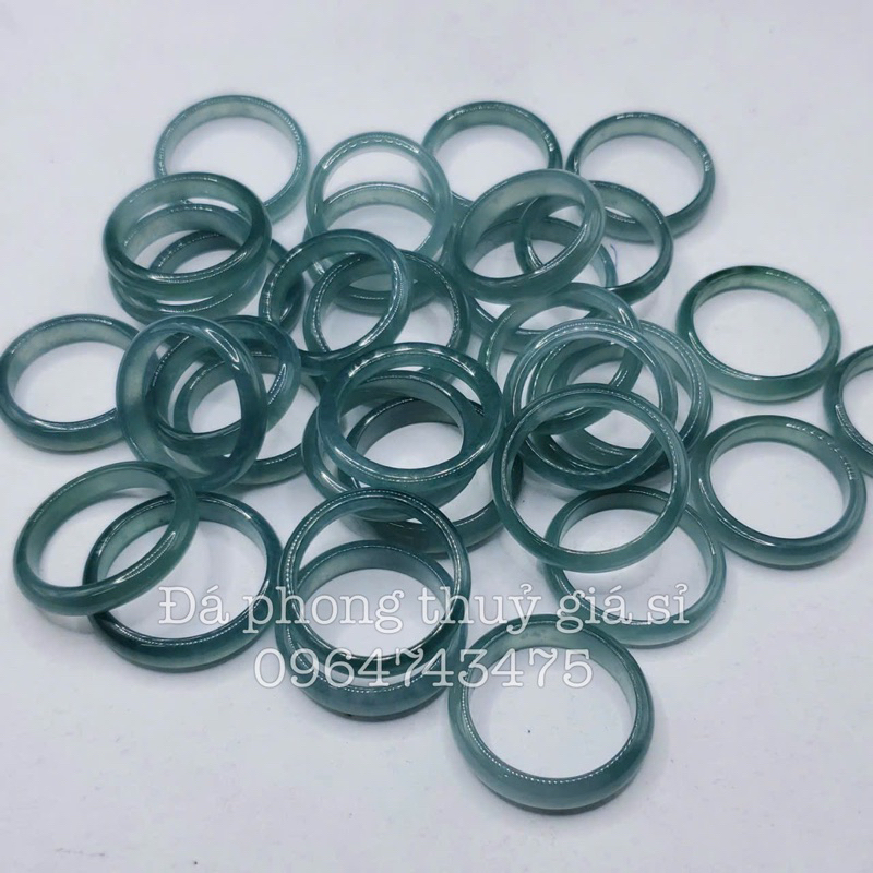Nhẫn đá Lam ngọc chất lên băng và trong siêu Vip không xử lý hàng loại type A siêu đẹp mịn kèm hộp gấm cao cấp