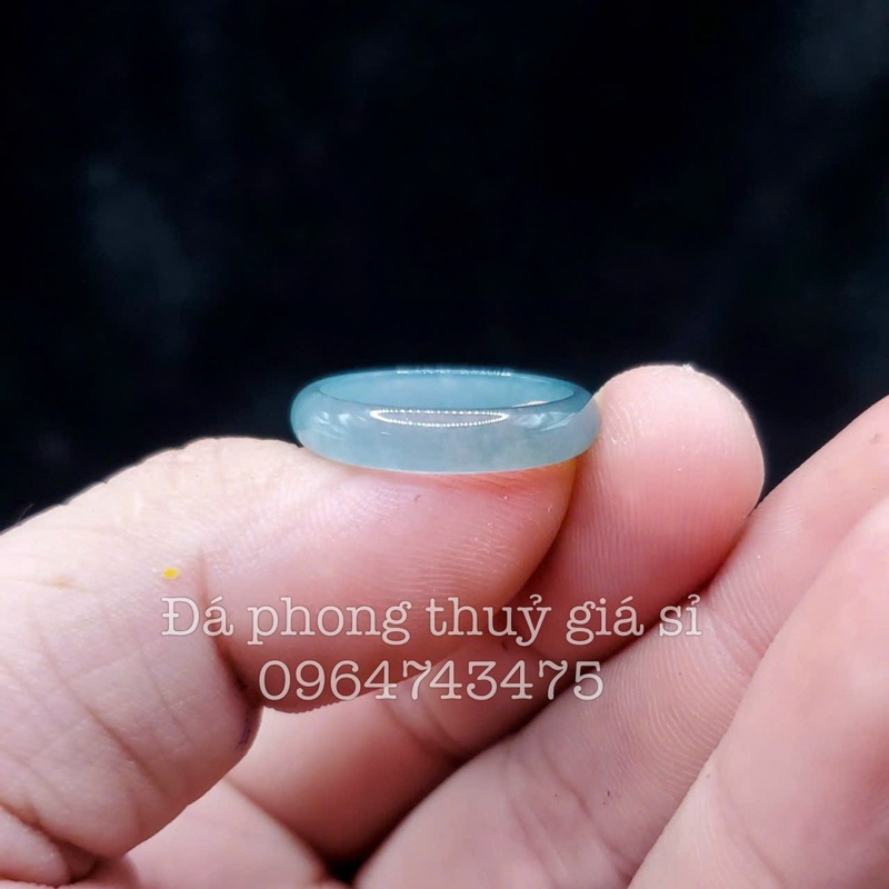Nhẫn đá Lam ngọc chất lên băng và trong siêu Vip không xử lý hàng loại type A siêu đẹp mịn kèm hộp gấm cao cấp