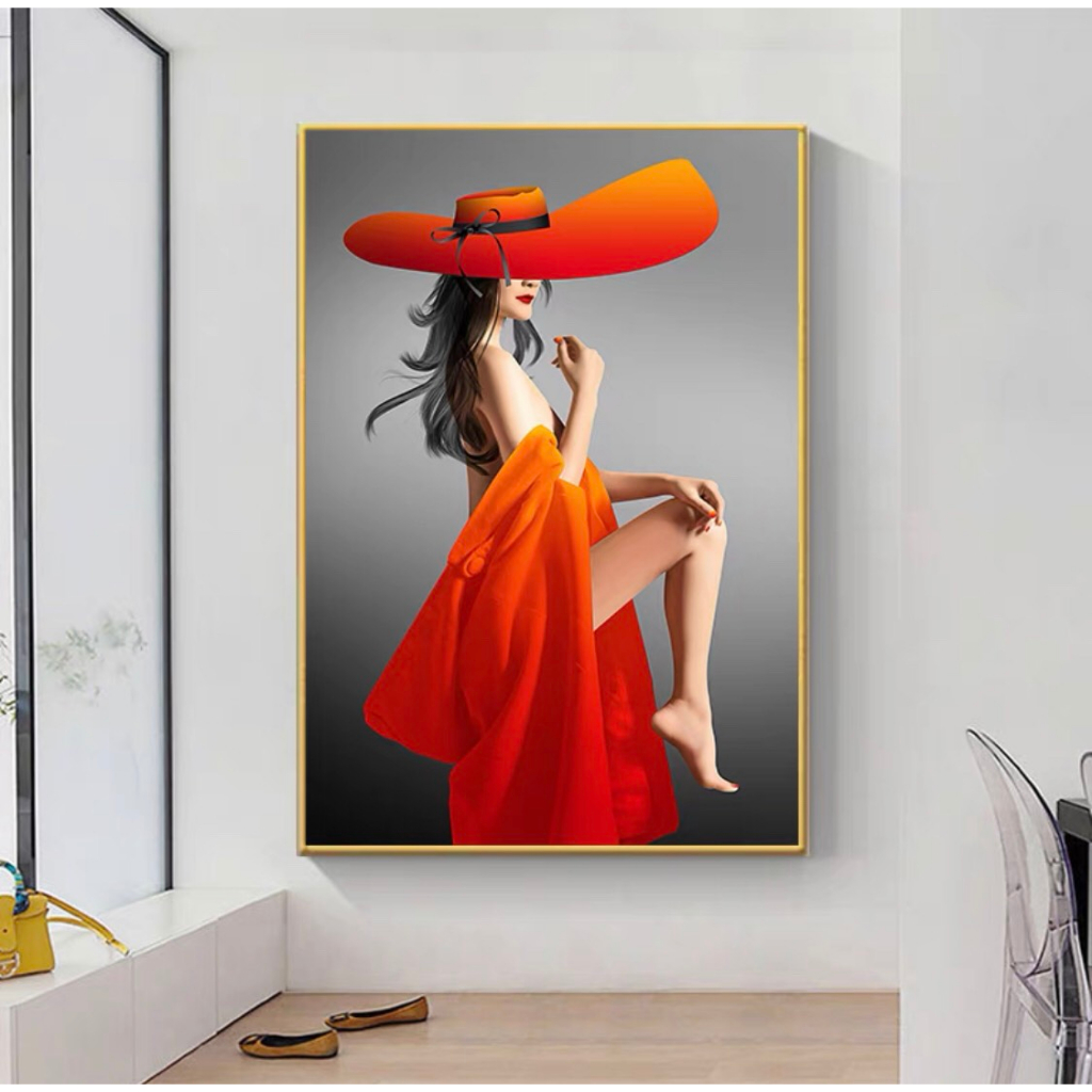 Tranh Treo Tường Cô Gái Nghệ Thuật Treo Phòng khách/ Làm Việc/ SPa/ Nail/ Mi/ Phun Săm Thẩm Mỹ Viện/ Trang Trí Shop