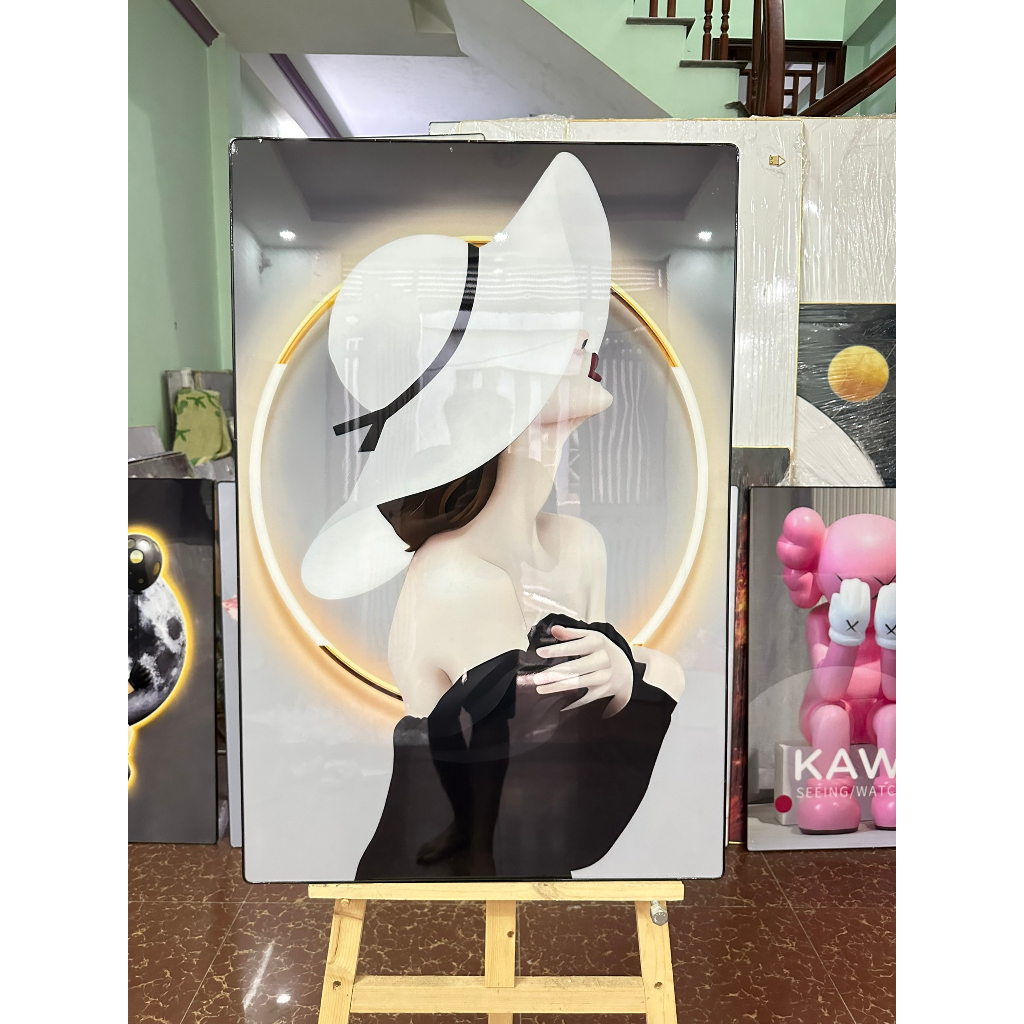 Tranh Treo Tường Cô Gái Nghệ Thuật Treo Phòng khách/ Làm Việc/ SPa/ Nail/ Mi/ Phun Săm Thẩm Mỹ Viện/ Trang Trí Shop