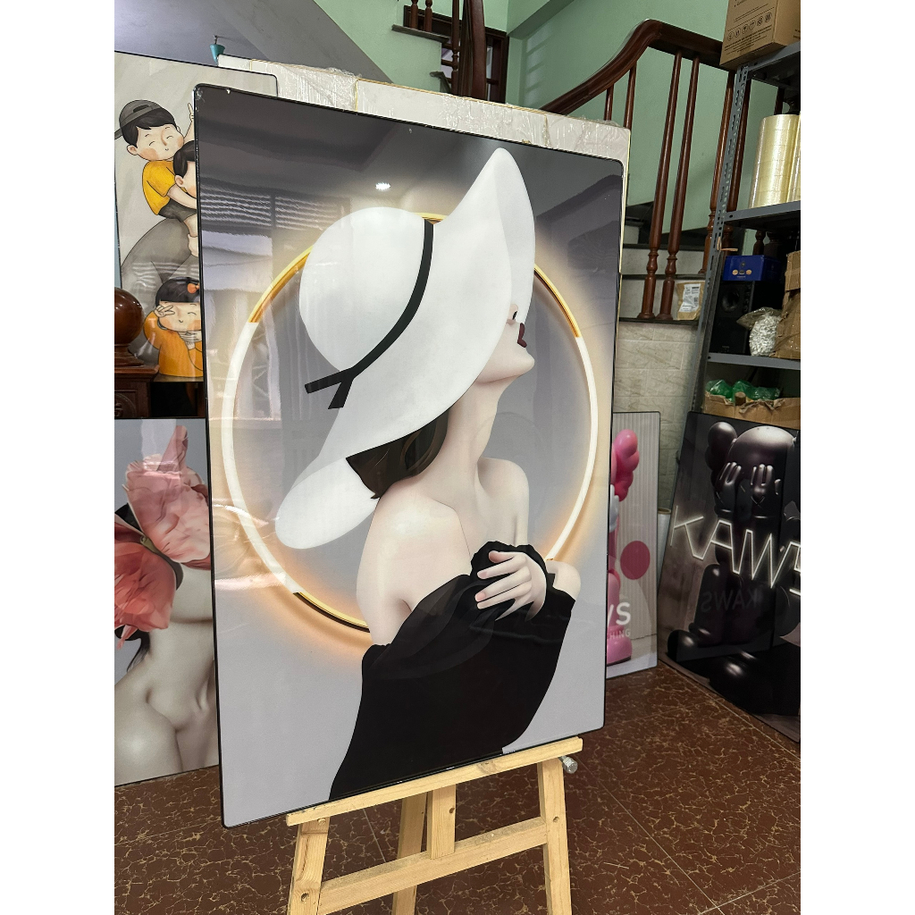 Tranh Treo Tường Cô Gái Nghệ Thuật Treo Phòng khách/ Làm Việc/ SPa/ Nail/ Mi/ Phun Săm Thẩm Mỹ Viện/ Trang Trí Shop