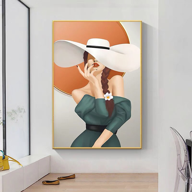Tranh Treo Tường Cô Gái Nghệ Thuật Treo Phòng khách/ Làm Việc/ SPa/ Nail/ Mi/ Phun Săm Thẩm Mỹ Viện/ Trang Trí Shop