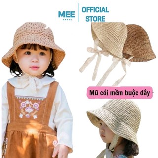 Mũ cói mềm buộc dây ren phong cách hàn quốc