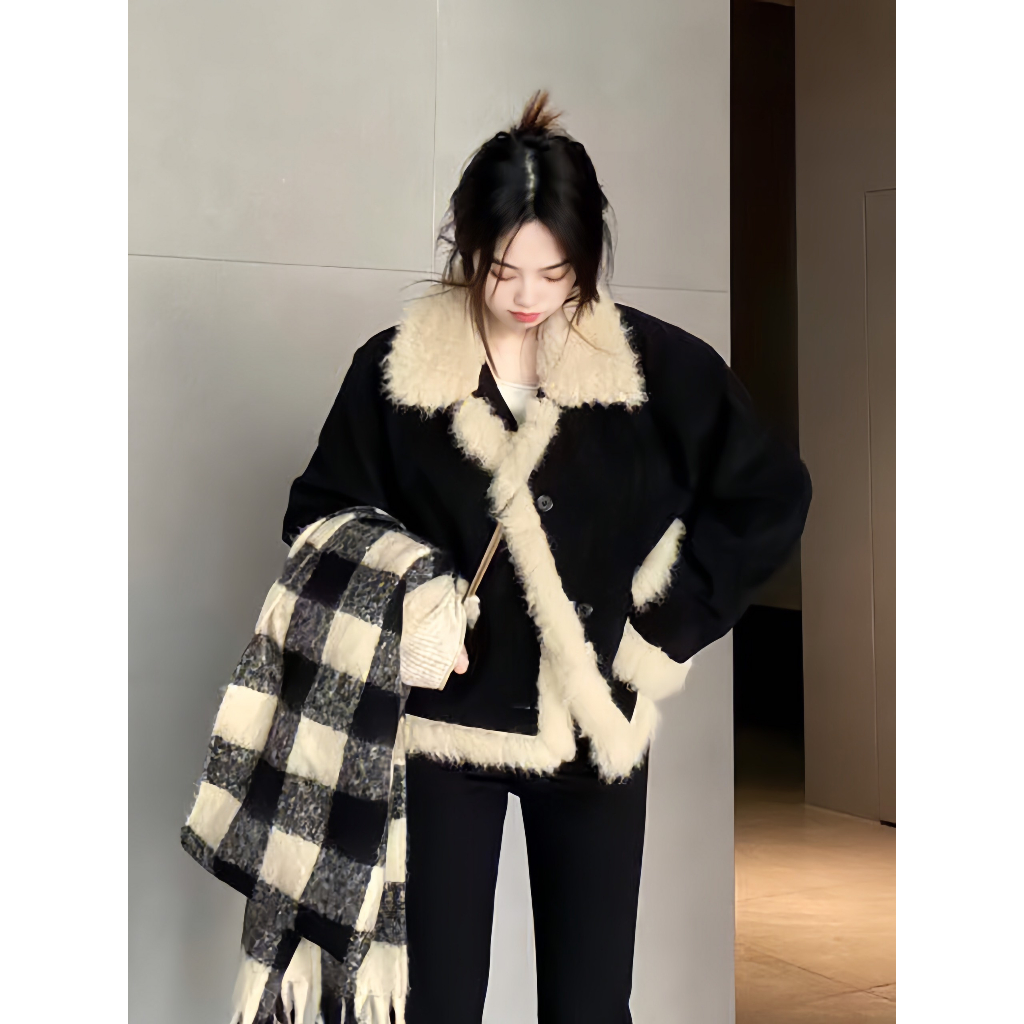 Áo khoác lông cừu - Áo khoác nhung viền lông cừu siêu ấm cho mùa đông hit hot nhất 2023 dandan_1314