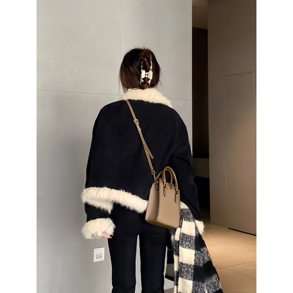 Áo khoác lông cừu - Áo khoác nhung viền lông cừu siêu ấm cho mùa đông hit hot nhất 2023 dandan_1314