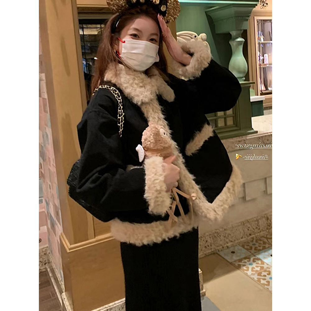 Áo khoác lông cừu - Áo khoác nhung viền lông cừu siêu ấm cho mùa đông hit hot nhất 2023 dandan_1314