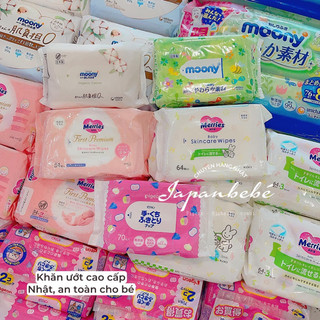 khăn ướt Moony/Meeries/ LEC/ Pigeon diệt khuẩn 99,9% [AN TOÀN BÉ SƠ SINH] không cồn nội địa Nhật