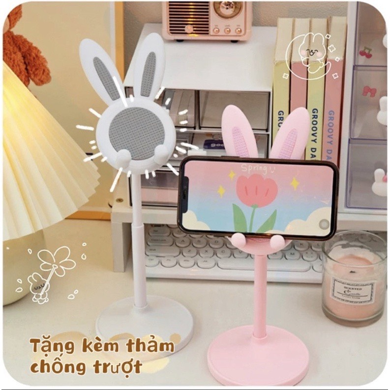 Giá đỡ điện thoại cute hình tai thỏ để bàn xem phim tiện lợi, để điện thoại ipad thỏ xinh xắn nhỏ gọn - chính hãng KYWi