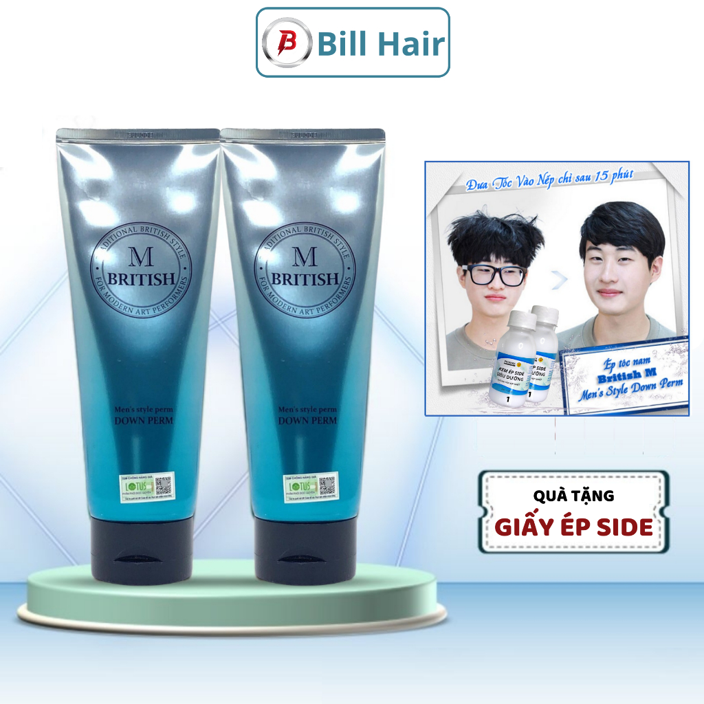 Thuốc ép Side tóc nam BRITISH M Men's Style Down Perm, kem ép side tóc nam chuyên nghiệp chai 120g | Bill Hair, Billhair