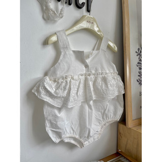 Bodysuit hemii ren trắng em bé gái Nanci room