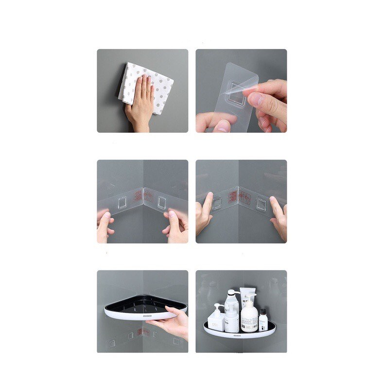 Kệ Góc Dán Tường Cao Cấp, Kệ Để Đồ Nhà Tắm, Nhà Bếp Tiên Lợi Kèm Miếng Dán Siêu Chắc