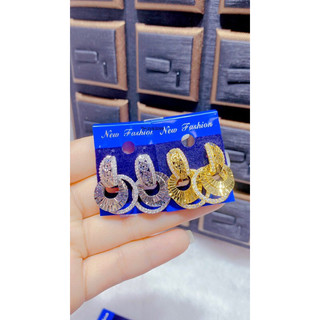 Bông tai kiểu đính xoàn mạ bạch kim mạ vàng 18 cao cấp