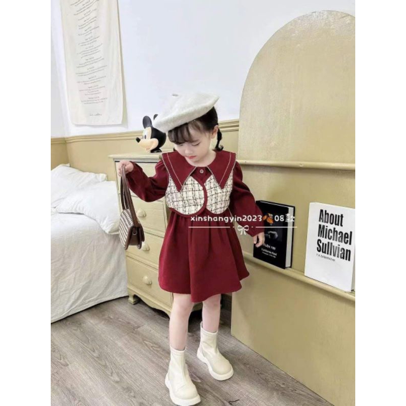 Set váy thu đông cho bé.set váy nhung +áo gile cho bé gái 9 đến 28kg.hình thật trải sàn ak