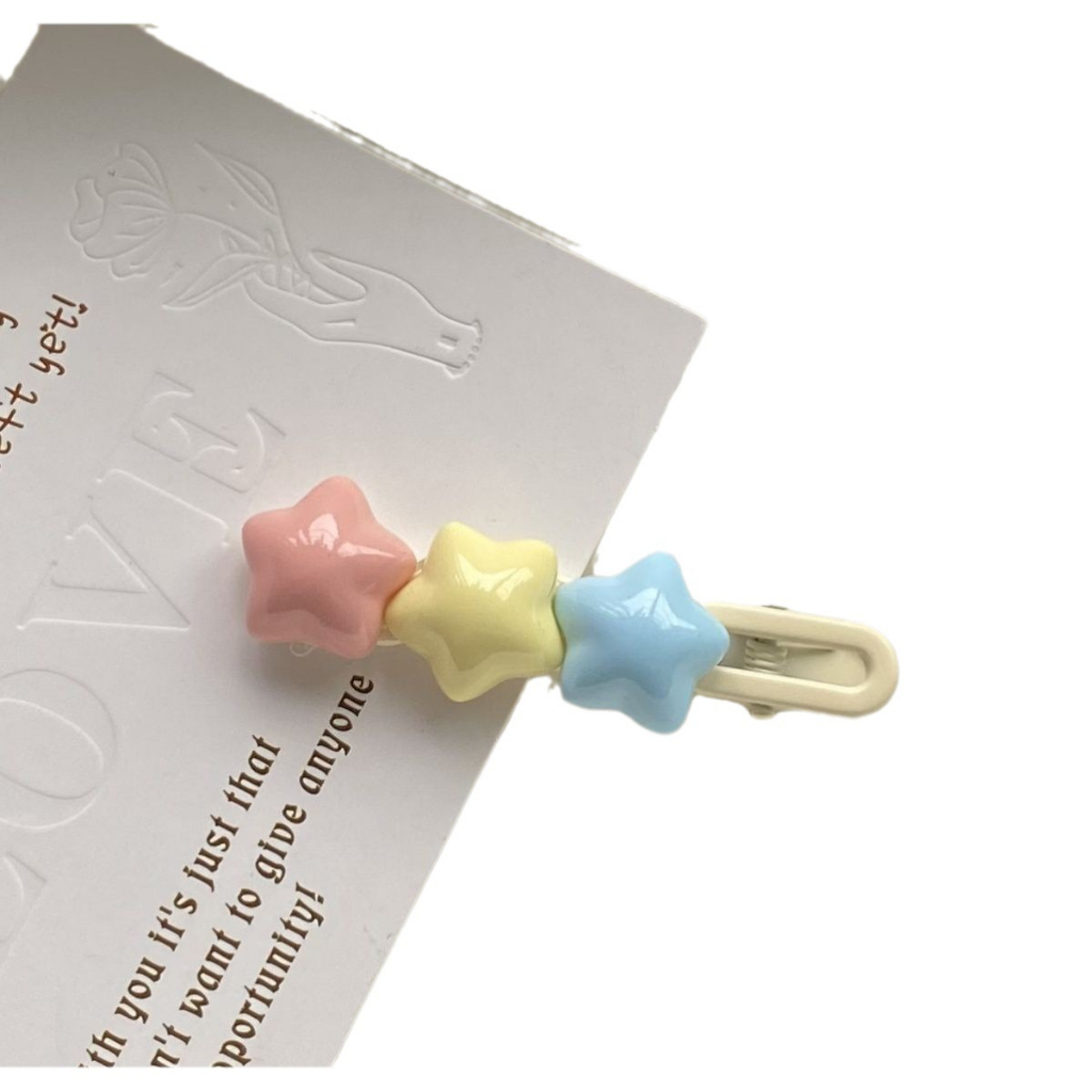 Kẹp Tóc Ba Màu Hình Ngôi Sao  Trái Tim Năm Cánh Ngọt Ngào Dễ Thương Cho Nữ