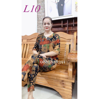 Bộ chất cát lụa hàn châu tay lỡ cho mẹ trung niên
