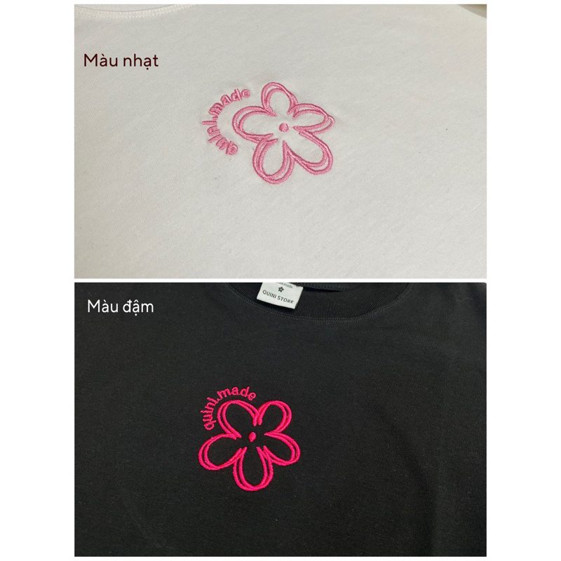 Quini.made - Áo Baby Tee Flower Thêu Hoa + “quini.made” - Chất Liệu Premium 100% Cotton- QUINI STORE